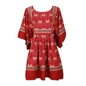 New Boho Red Vintage Floral Kimono Festival Dress
